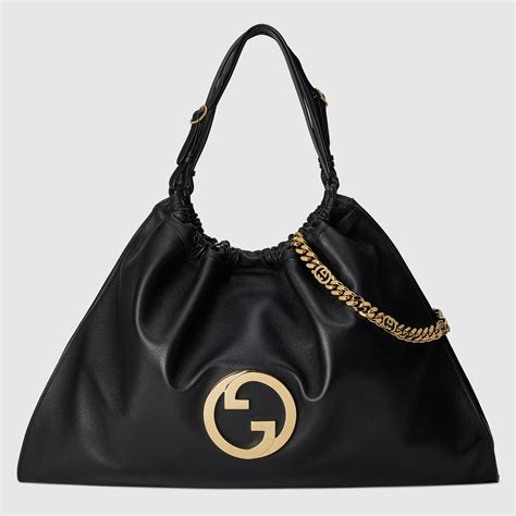 Borsa shopping Gucci Blondie misura media in pelle nera.